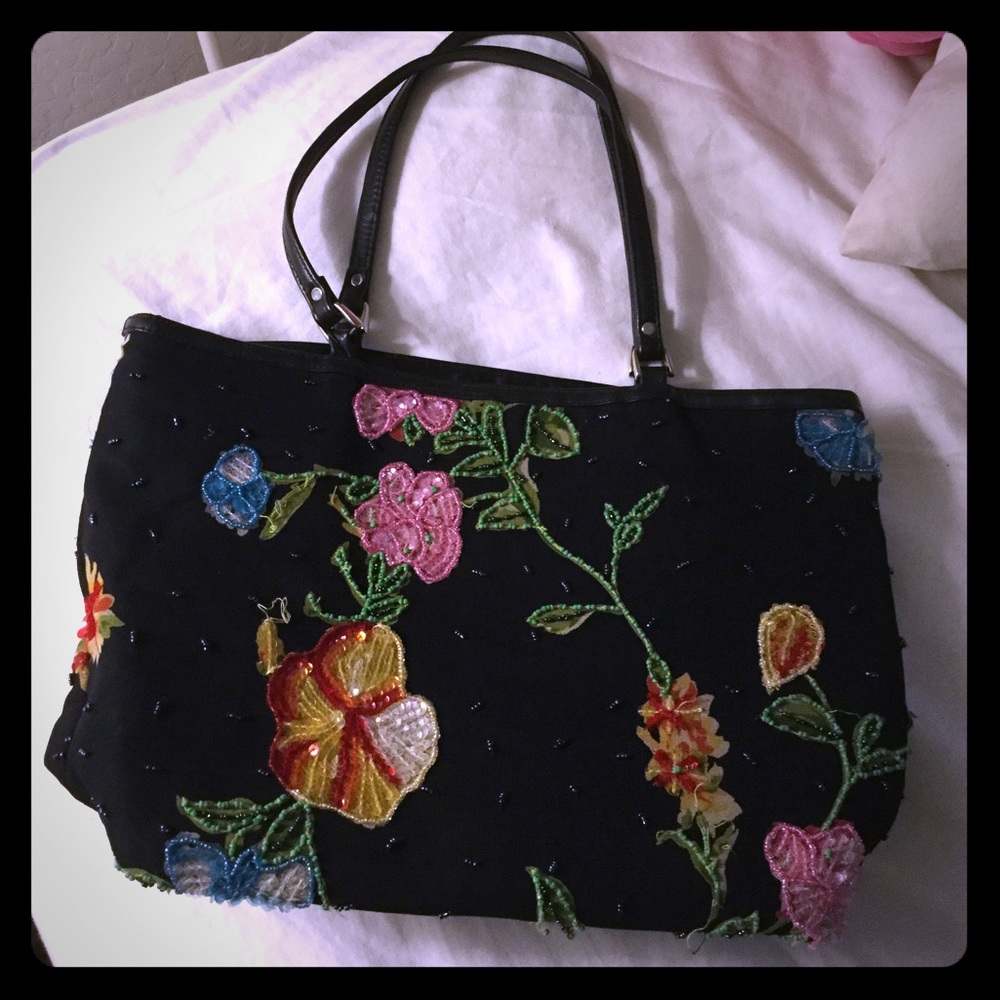 Christiana black beaded bag